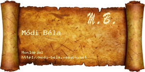 Módi Béla névjegykártya